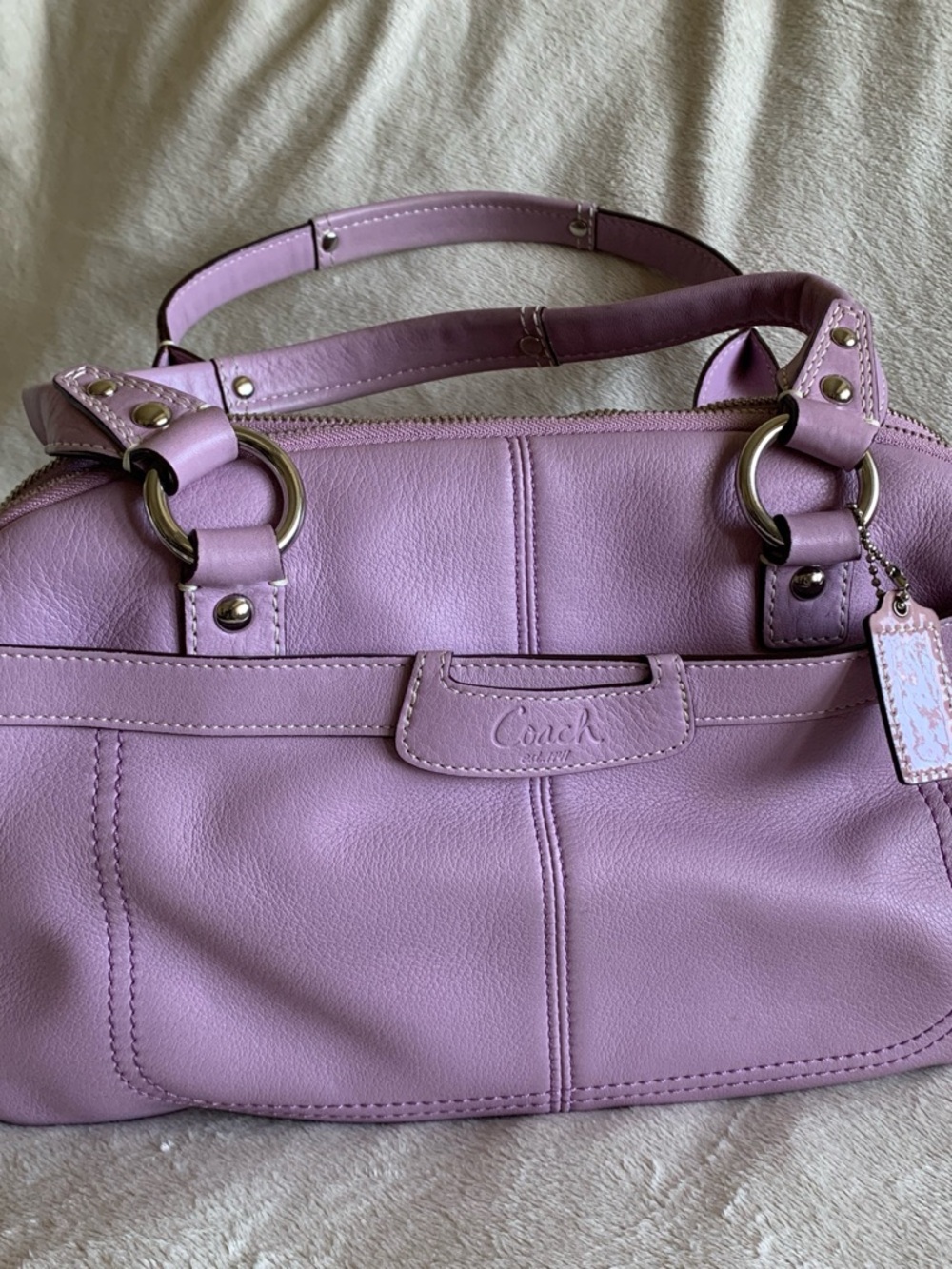 Coach Lavender Pebbled Leather Satchel Purse PRICE DROP – SHIPS TOMORROW - Picture 6 of 8